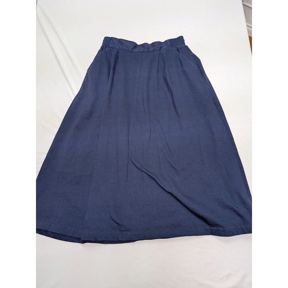 VTG Albee 80s Midi Skirt M Blue 100% Cotton Pockets Made USA
